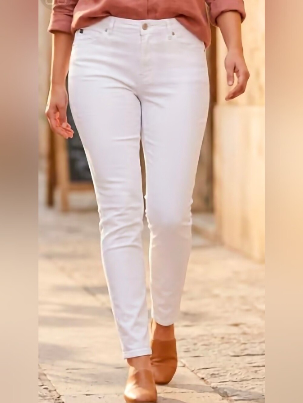 High-Rise White Stretch Skinny Jeans for Women